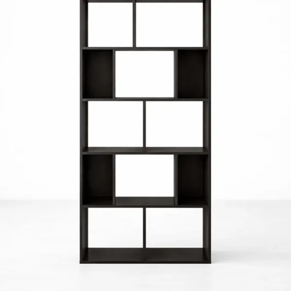 Black Grid Teak Wood Showcase Cabinet