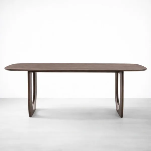 INTERIORZE Arco Loop solid wood dining table with sculptural loop base