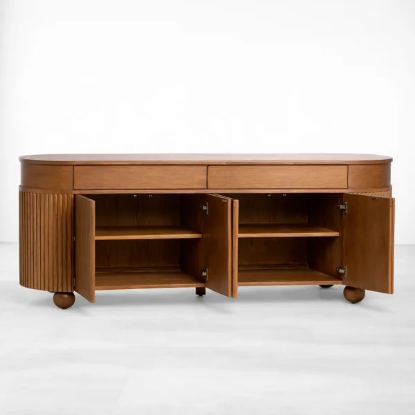 Arc Fluted Teak Wood Sideboard by INTERIORZE