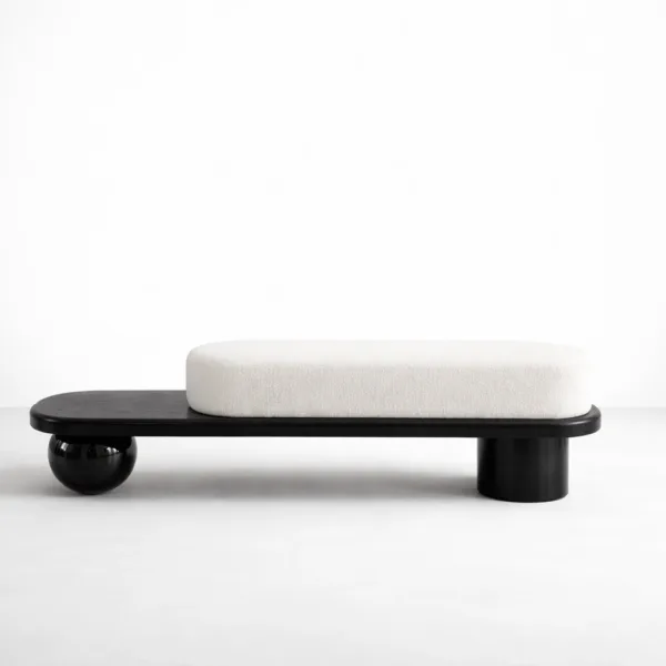 INTERIORZE Noir Orb Black Wood Platform Bench