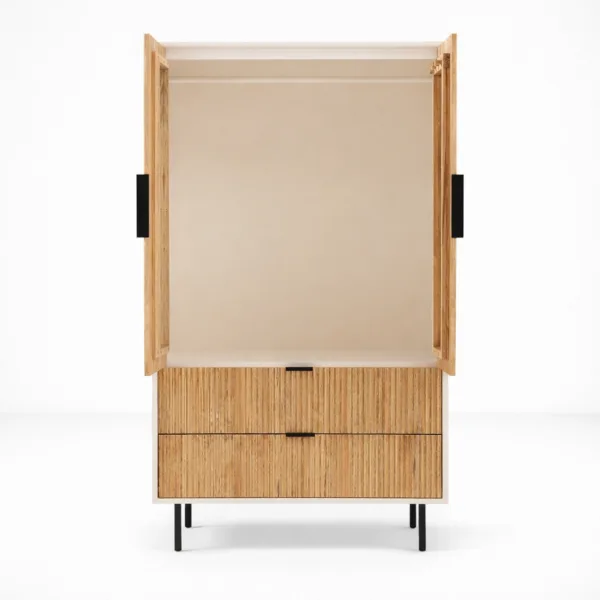 INTERIORZE Fluted Ash Wood Wardrobe