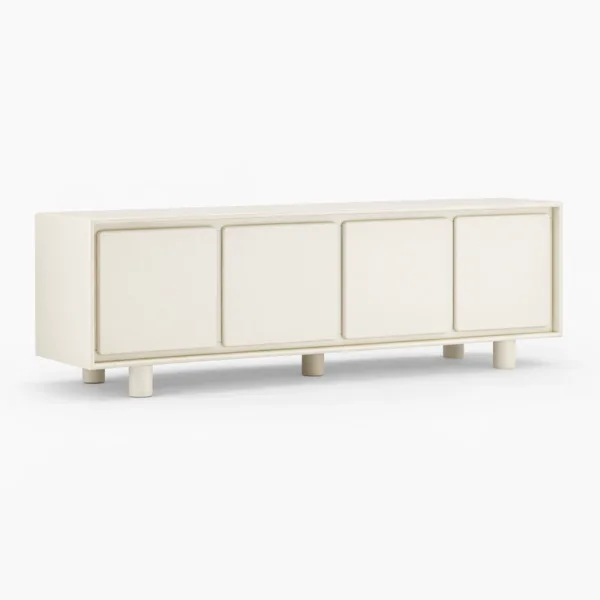 Ivory Block teak wood media console by INTERIORZE