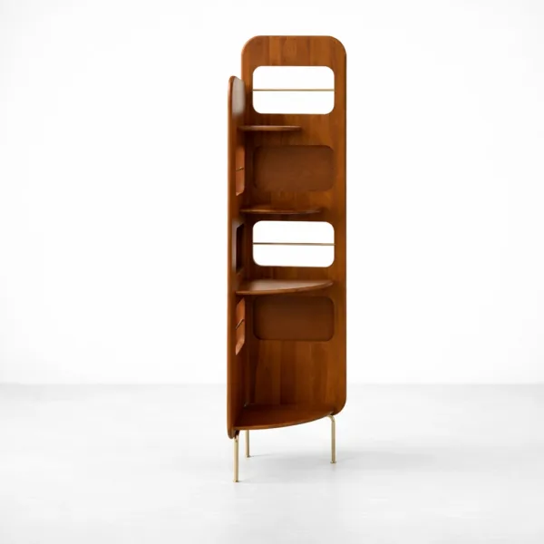 Sculptural Teak Wood Showcase Cabinet