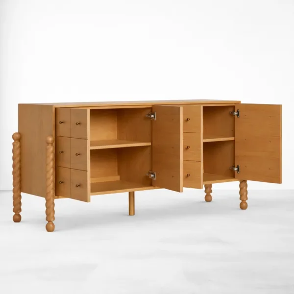 Twist Grid Ash Wood Sideboard by INTERIORZE