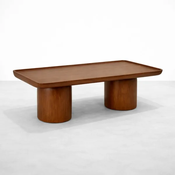 twin pillar teak wood centre table
