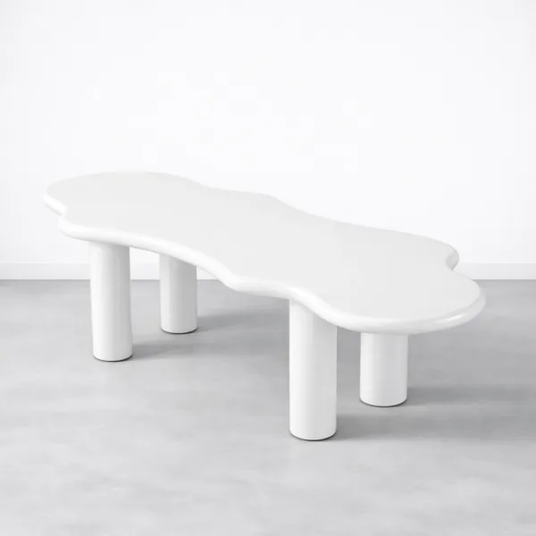 Close-up of curved tabletop edge on INTERIORZE Cloud Form modern dining table