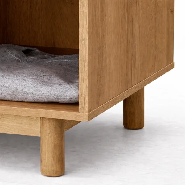 Ashwood cane wardrobe with open center shelves by INTERIORZE
