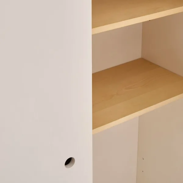 INTERIORZE Elara Cream Wood Wardrobe Cabinet