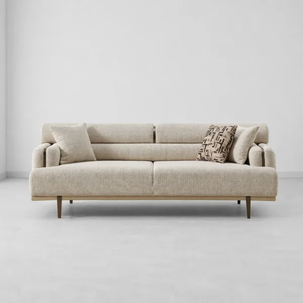 INTERIORZE cream fabric sofa with slim metal legs