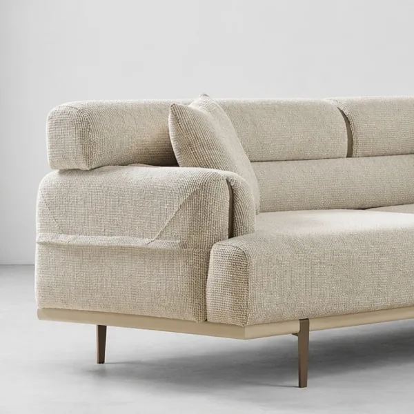 INTERIORZE cream fabric sofa with slim metal legs