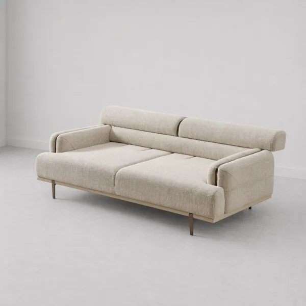 INTERIORZE cream fabric sofa with slim metal legs